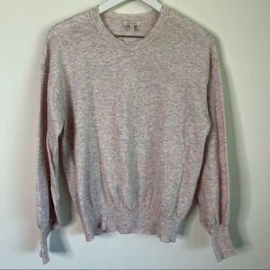 Ella Moss Maggie scalloped crewneck puffed sleeve heathered pink sweater medium
